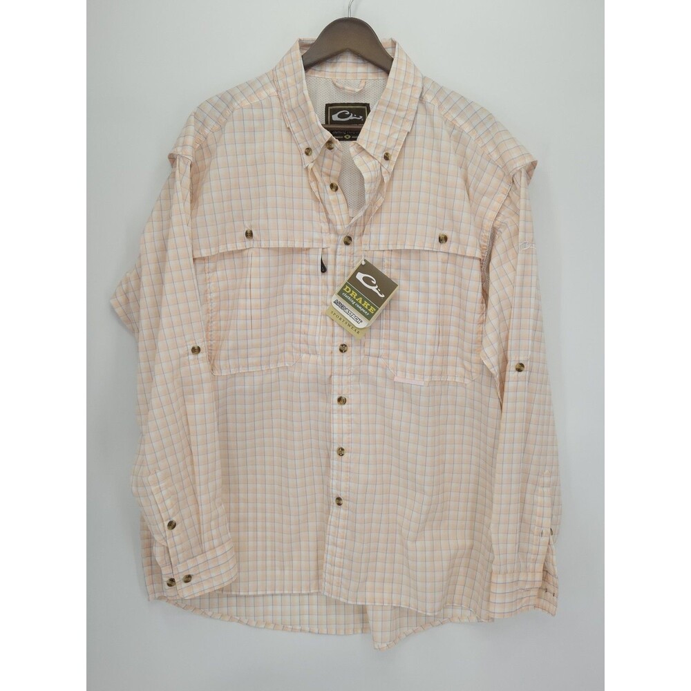 New Drake Mens Magnattach Featherlite Plaid Wingshooter Shirt Vented Medium